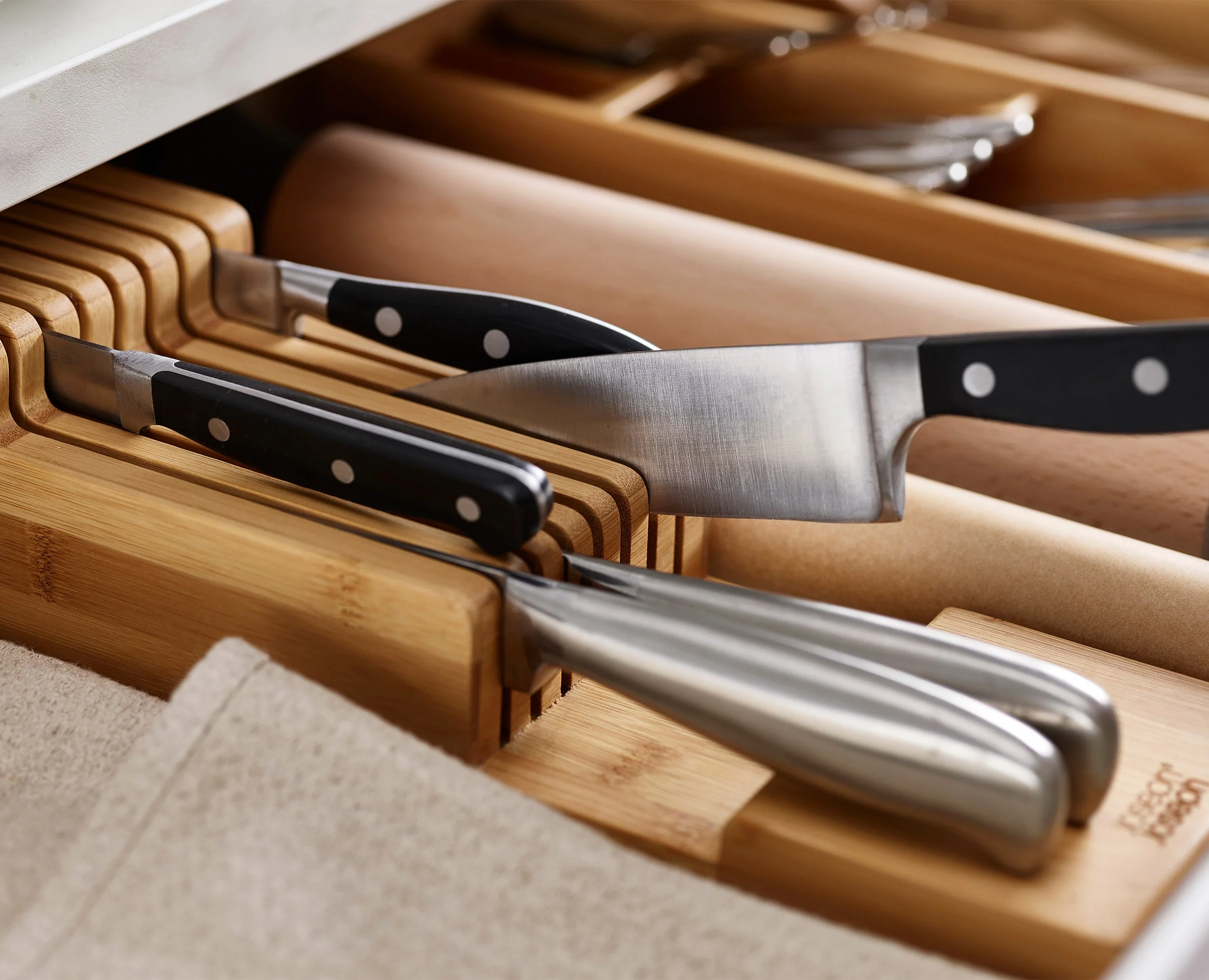 2-piece DrawerStore™ Bamboo Cutlery & Knife Organizer Set - Image 4