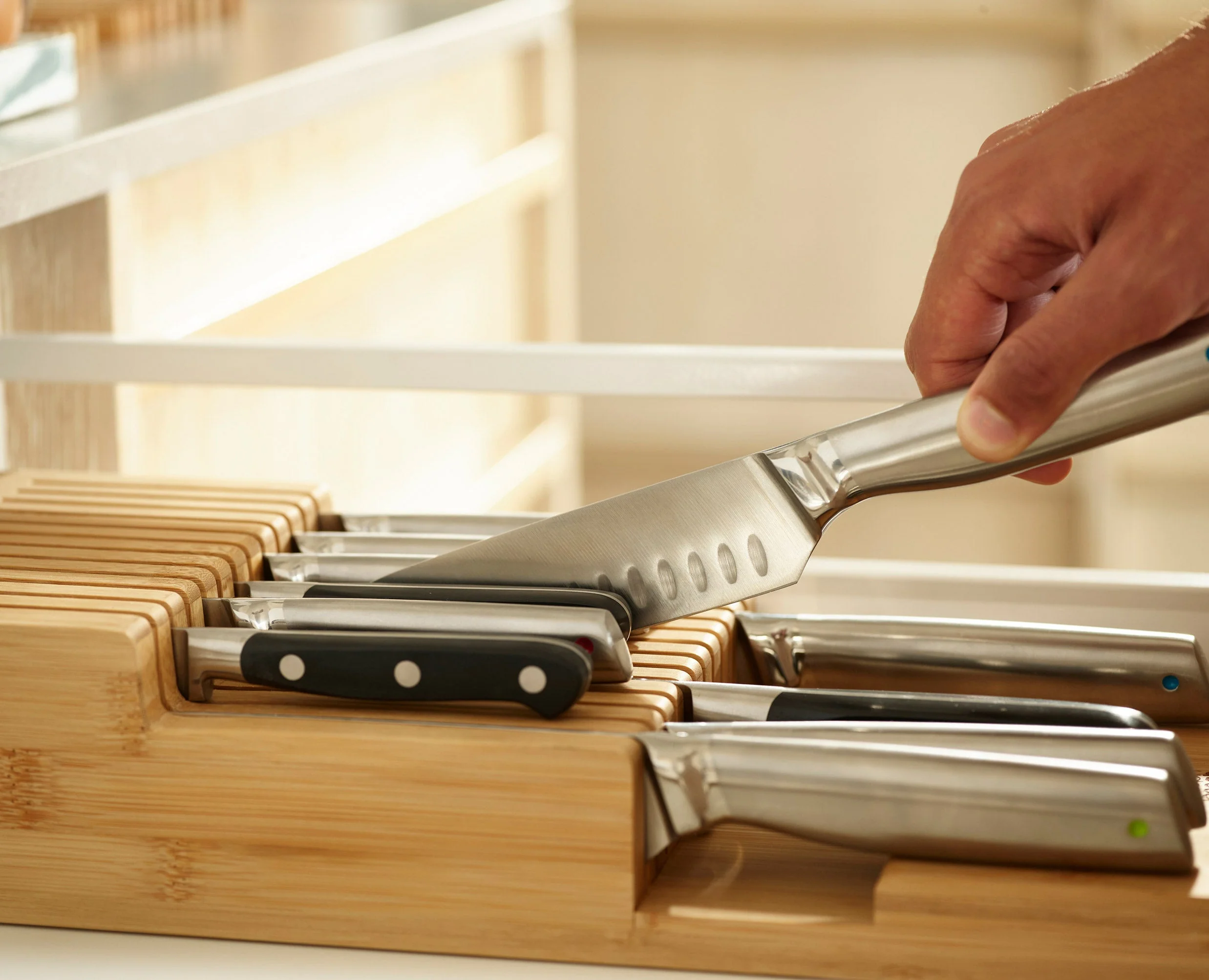 2-piece DrawerStore™ Bamboo Large Cutlery & Knife Organizer Set - Image 4