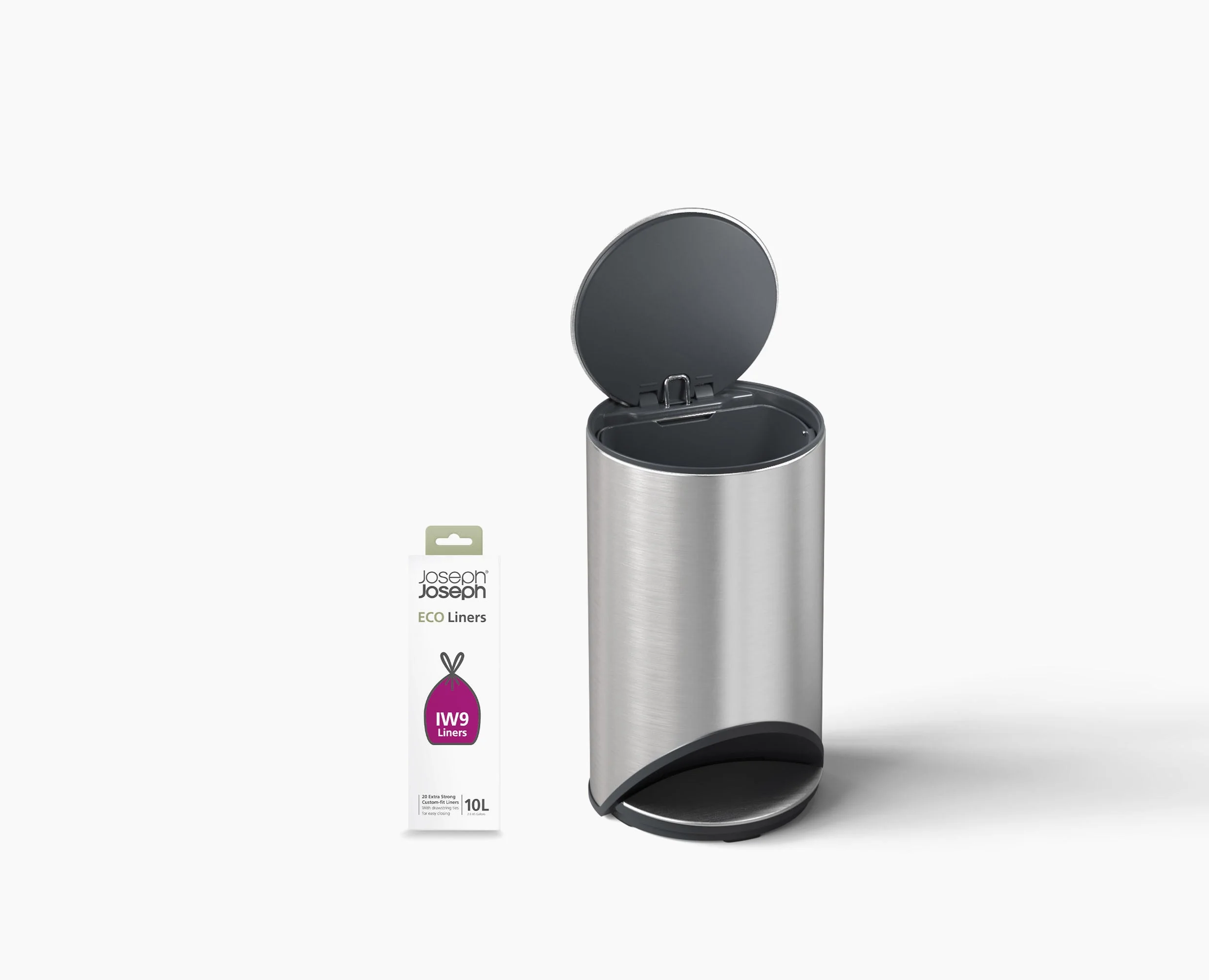 Arc™ 10L Easy-push Stainless-steel Pedal Trash Can Starter Set - Image 3