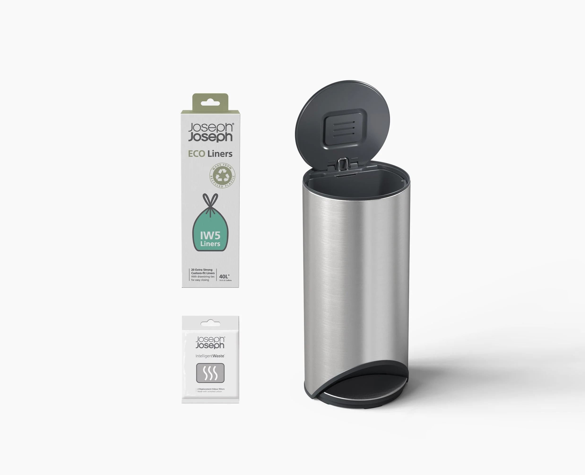 Arc™ 30L Easy-push Stainless-steel Pedal Trash Can Starter Set - Image 3
