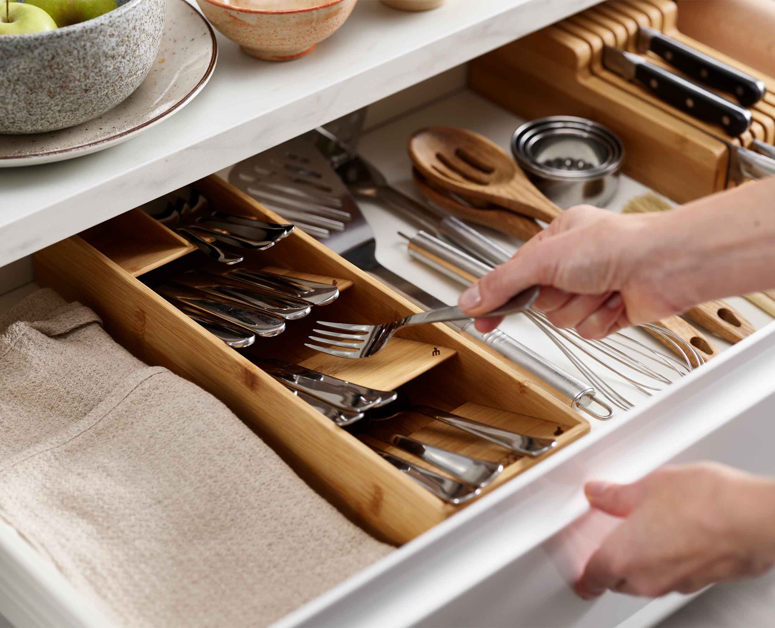 DrawerStore™ Bamboo Compact Cutlery Organizer - Image 3
