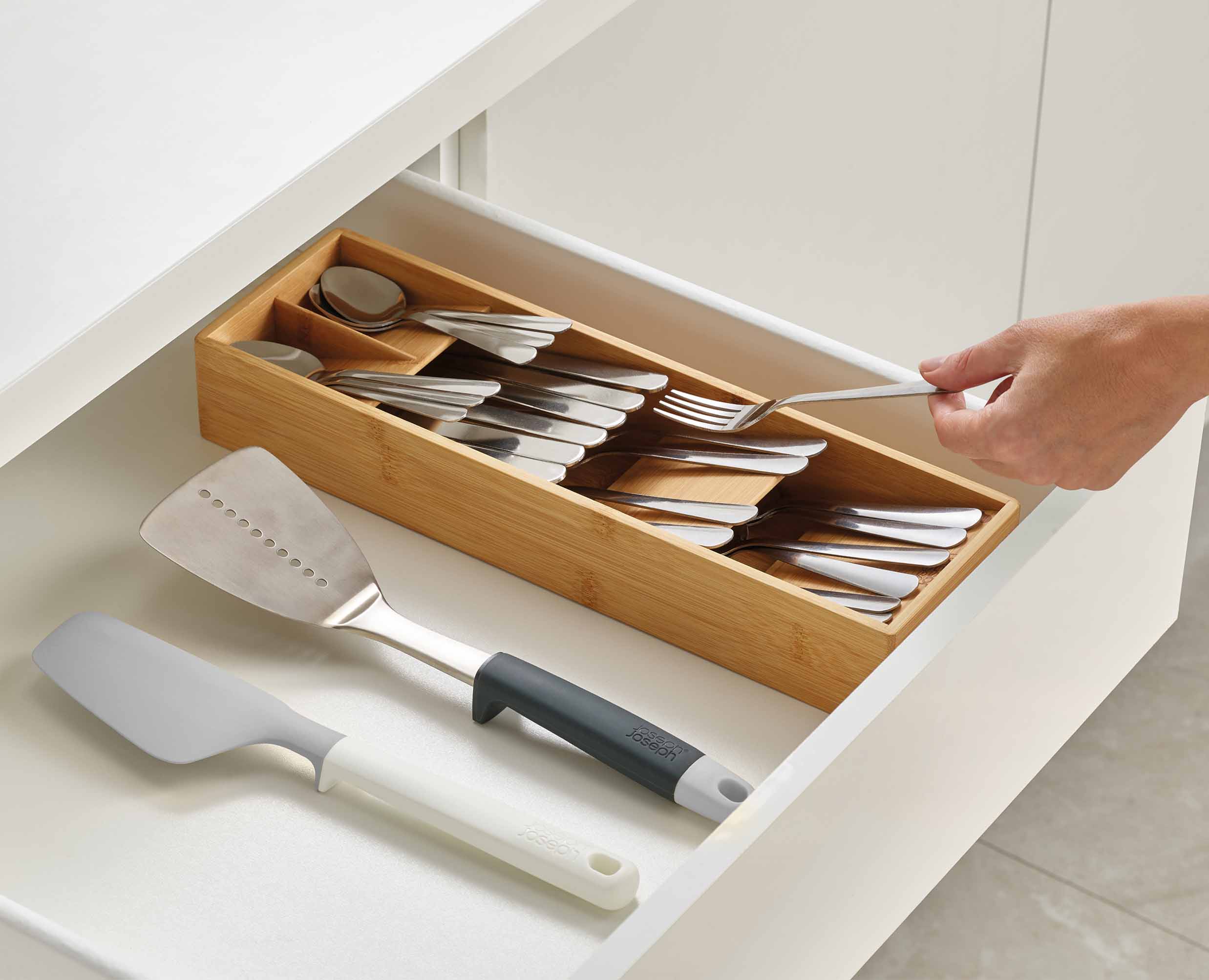 DrawerStore™ Bamboo Compact Cutlery Organizer - Image 4