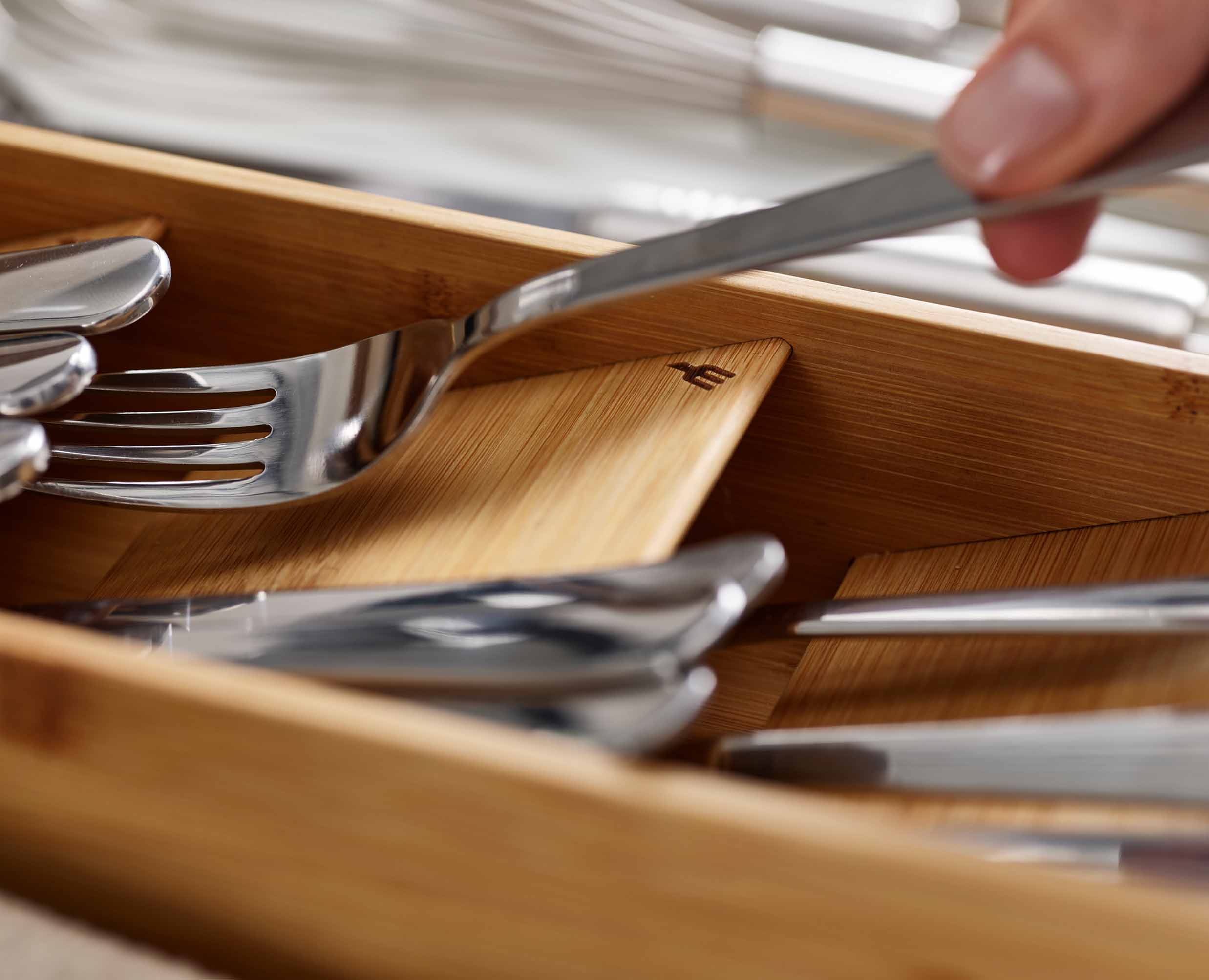 DrawerStore™ Bamboo Compact Cutlery Organizer - Image 5