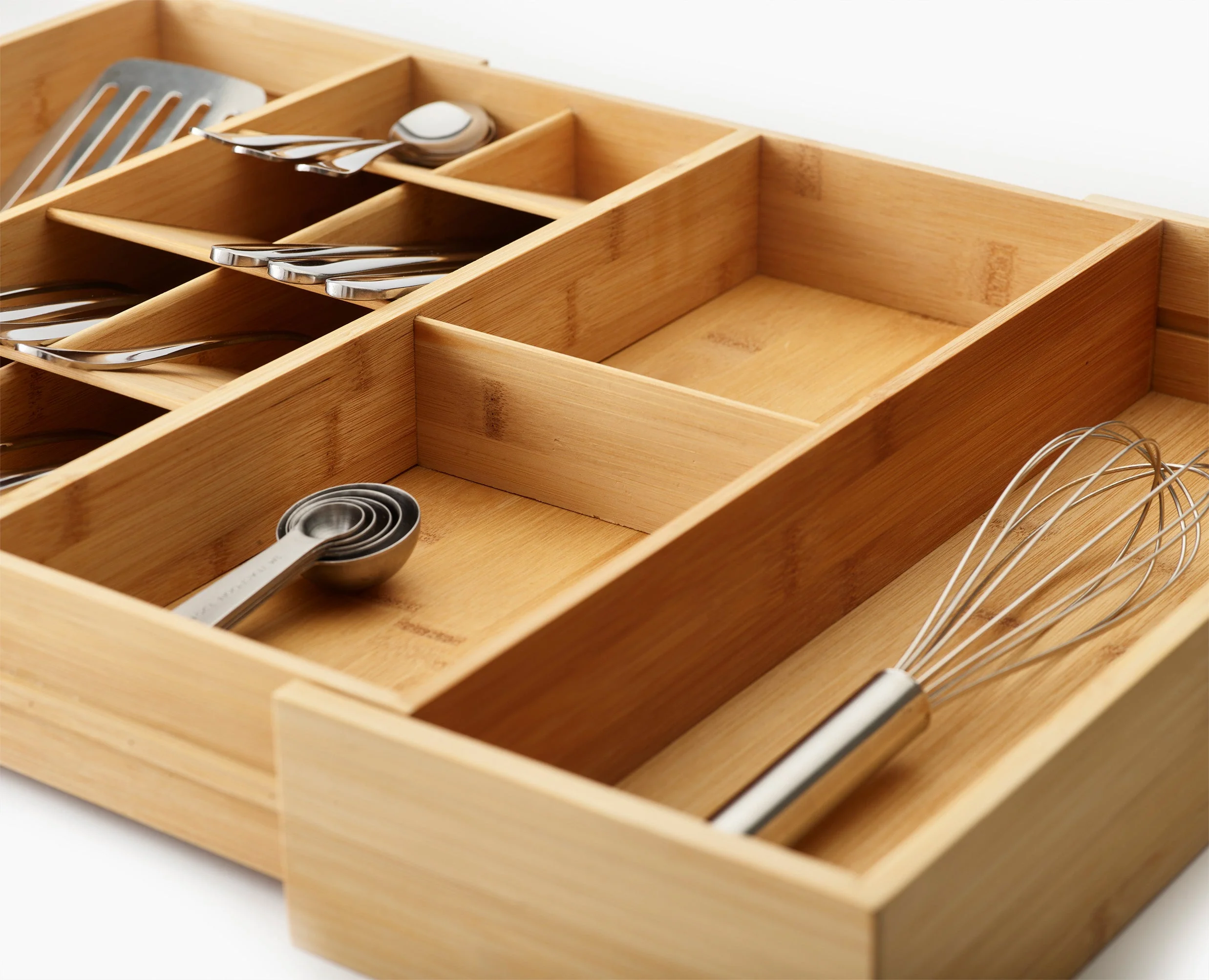 DrawerStore™ Bamboo Expanding Cutlery, Utensil & Gadgets Organizer - Image 4
