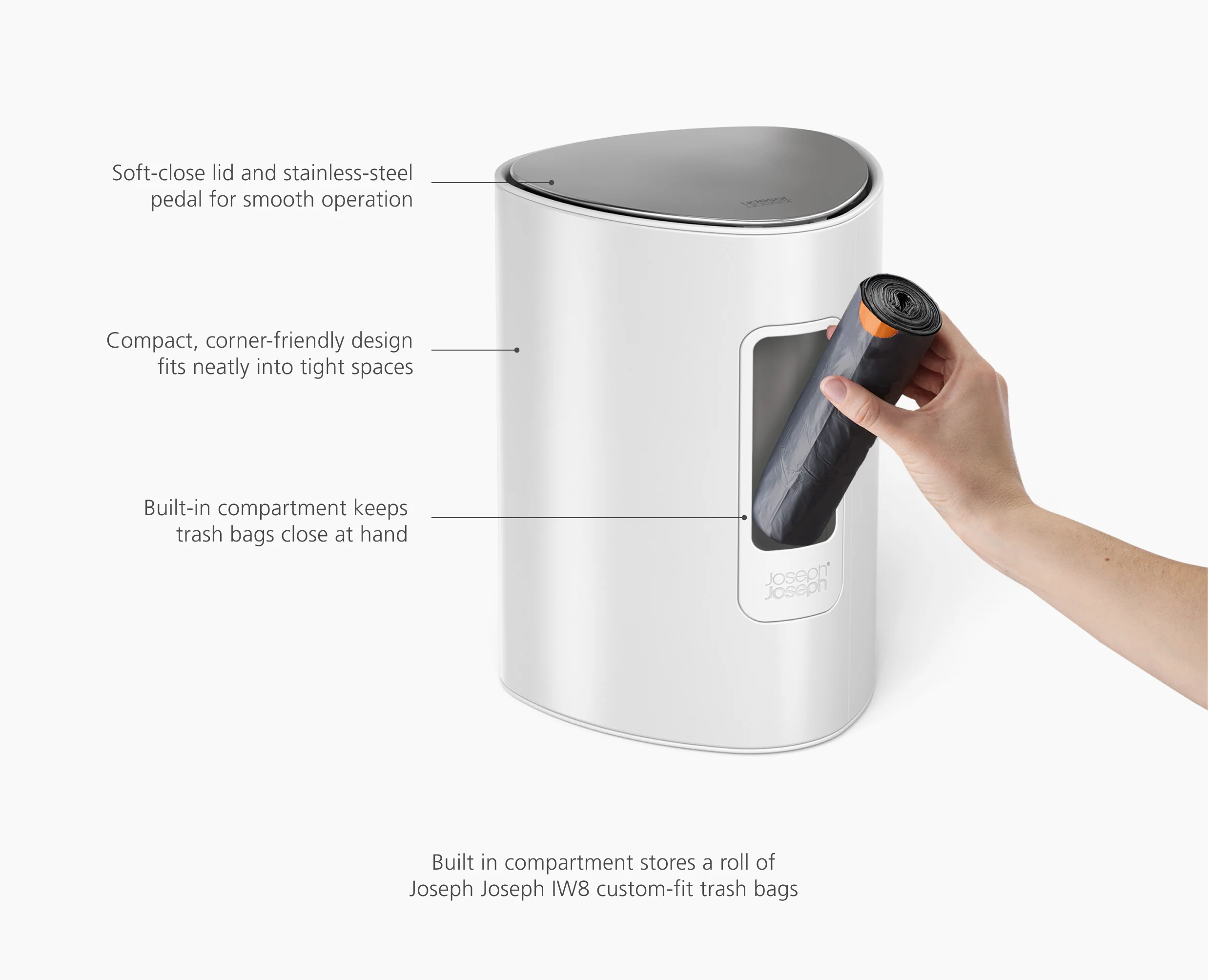 EasyStore™ 5L Gloss White Bathroom Pedal Trash Can - Image 6