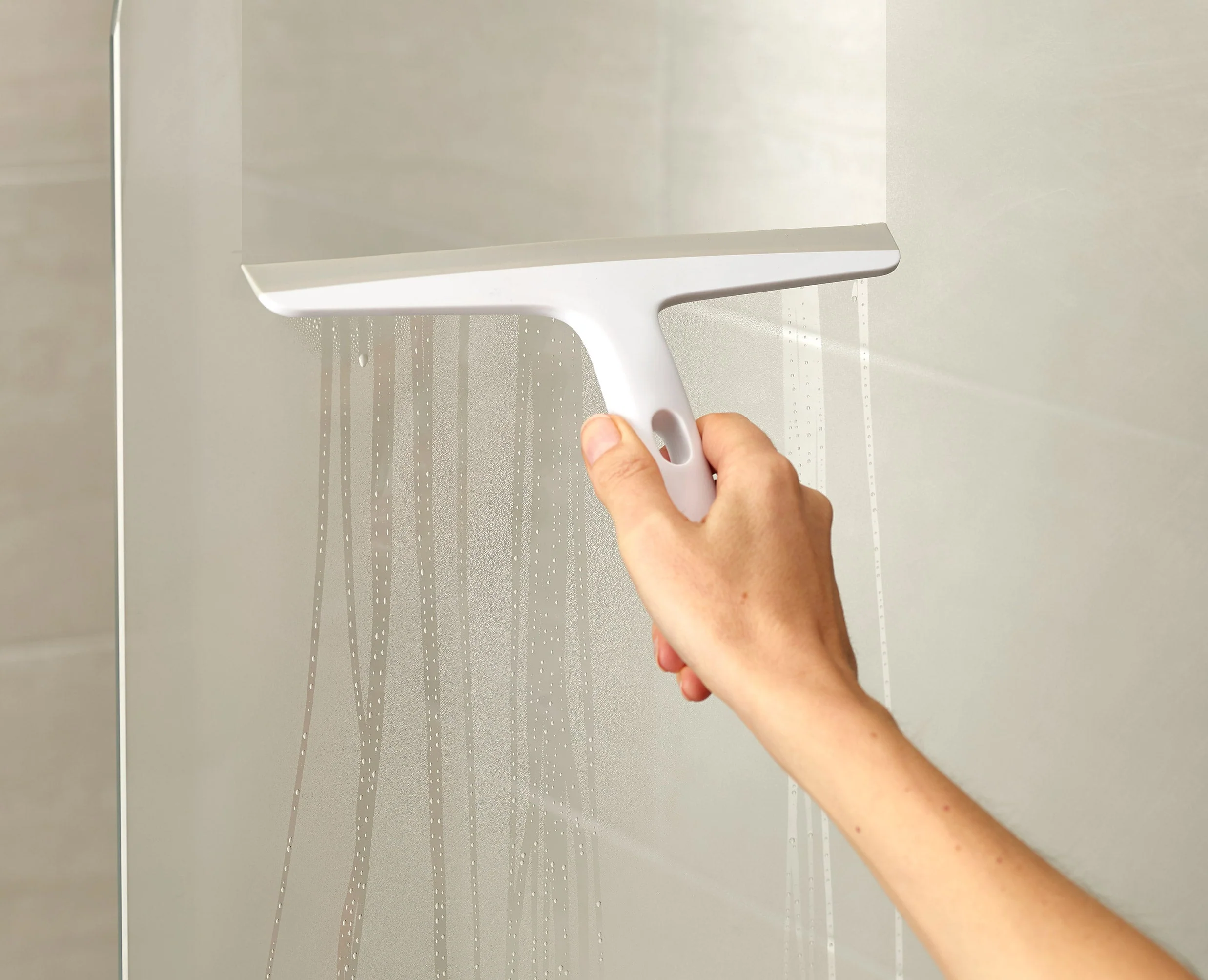 EasyStore™ Pack of 2 Light Gray Shower Squeegees with Storage Hook - Image 5