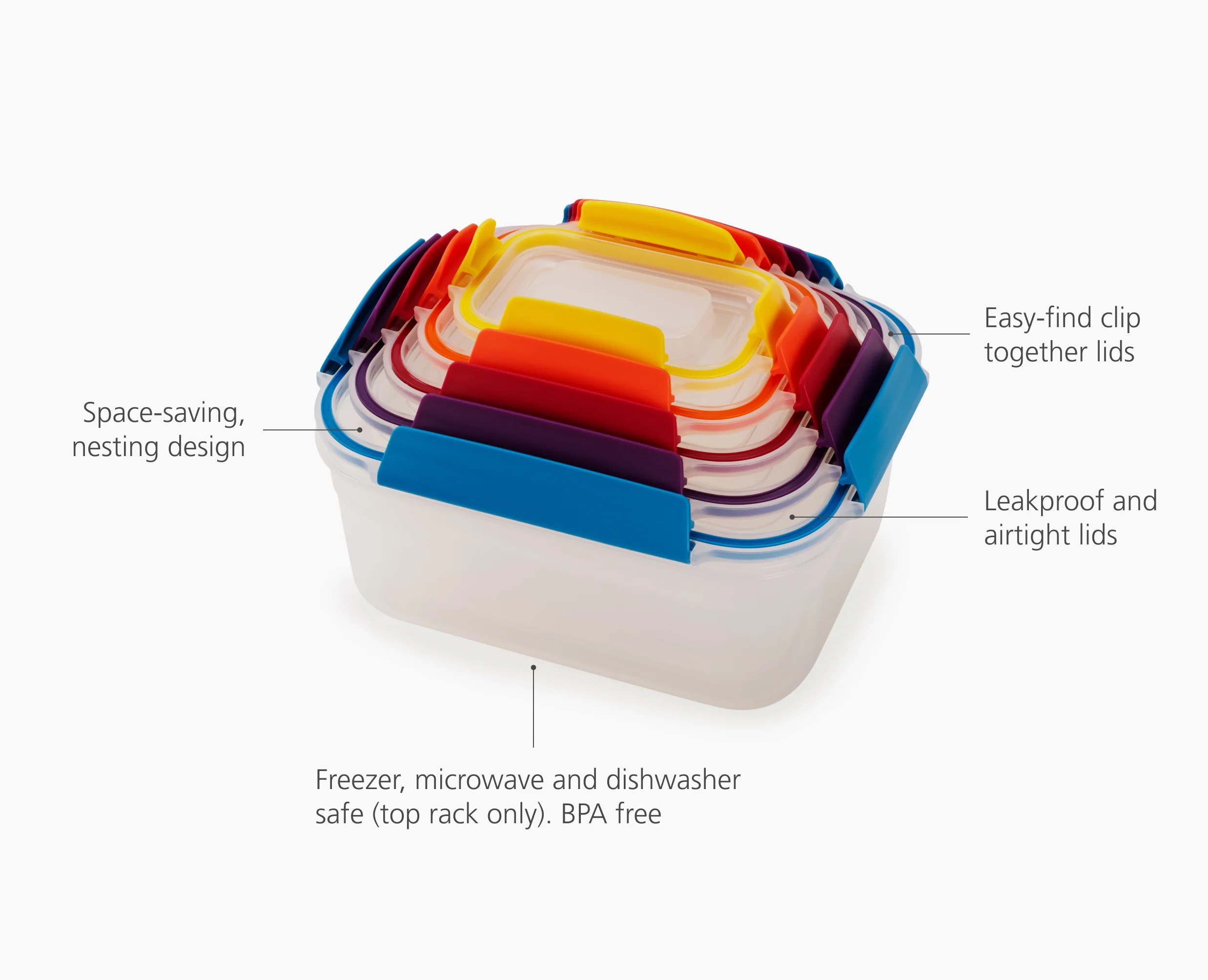 Nest™ Lock 10-piece Multicolor Food Container Set - Image 6