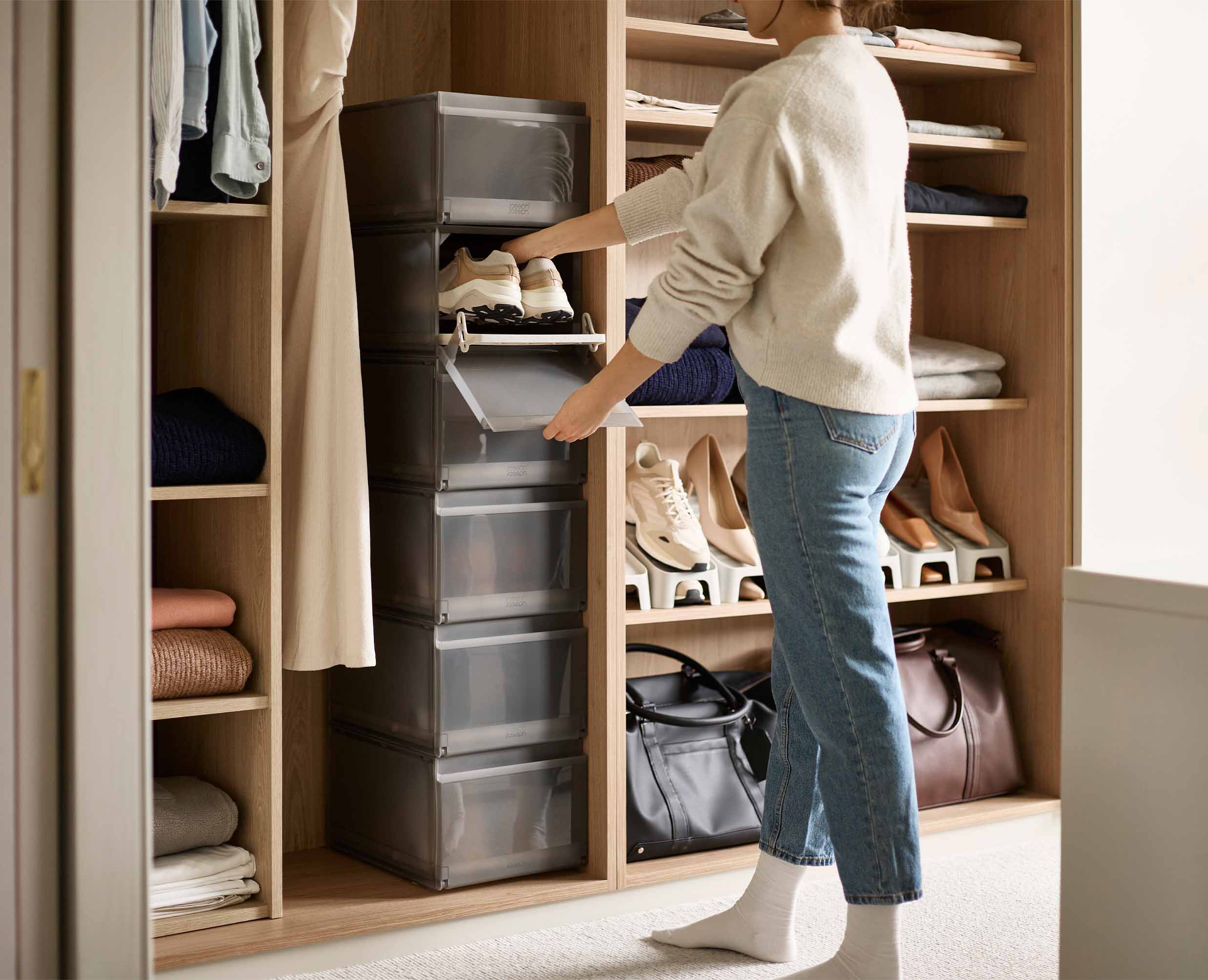 ShoeCase 6-piece Gray Shoe Storage Box - Image 3