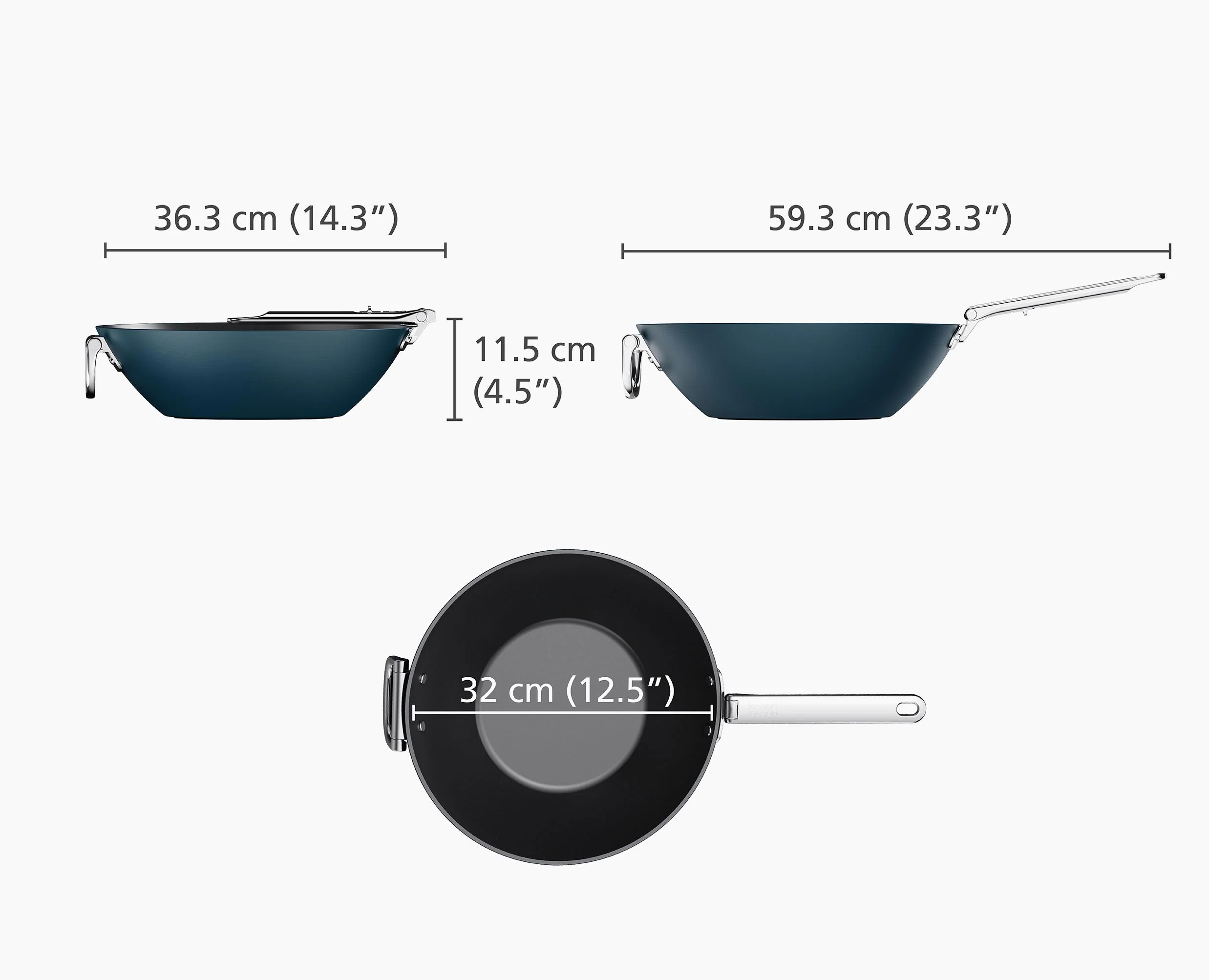 Space Folding Handle Ceramic Non-stick 12.5" Blue Wok - Image 6