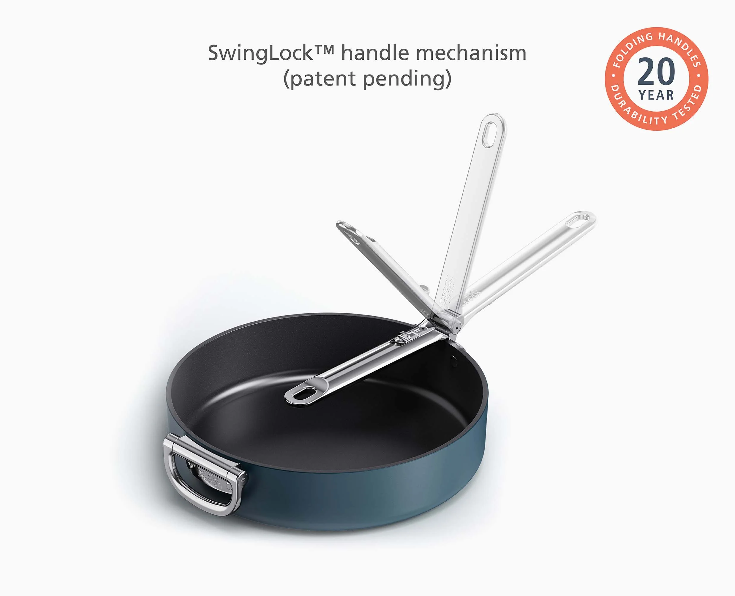 Space Folding Handle Ceramic Non-stick 3.8 Qt. Blue Sauté Pan - Image 5
