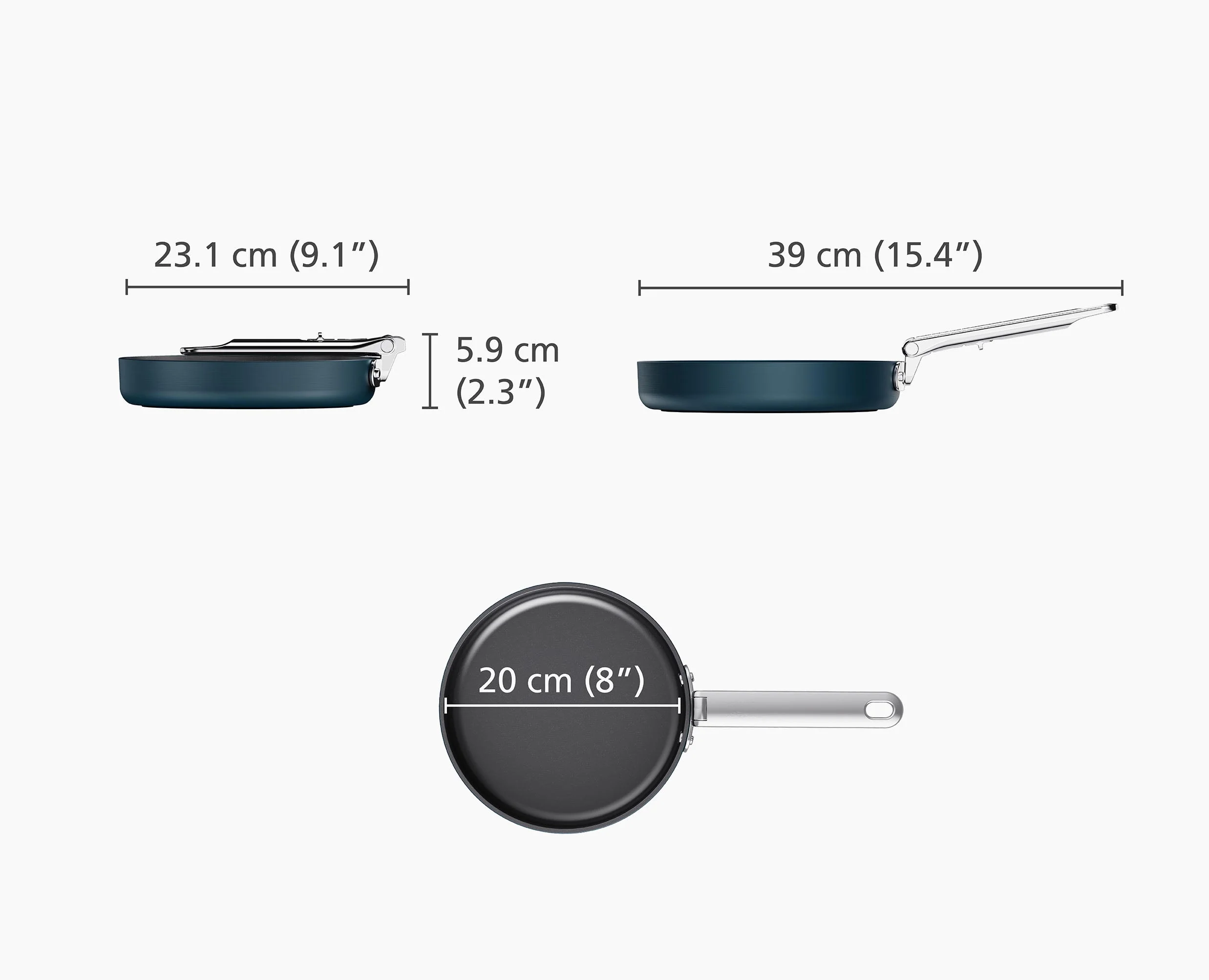 Space Folding Handle Ceramic Non-stick 8" Blue Frying Pan - Image 6