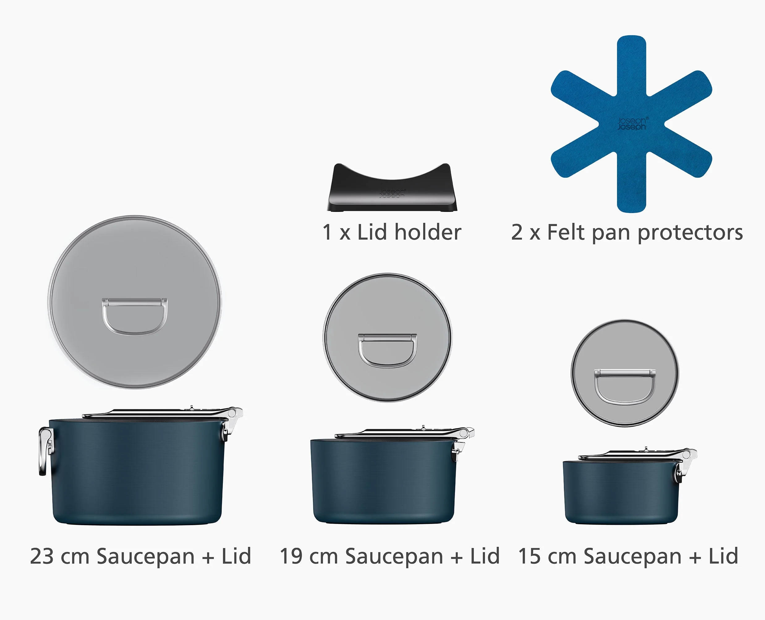 Space Folding Handle Ceramic Non-stick 6-piece Blue Saucepan Set - Image 6