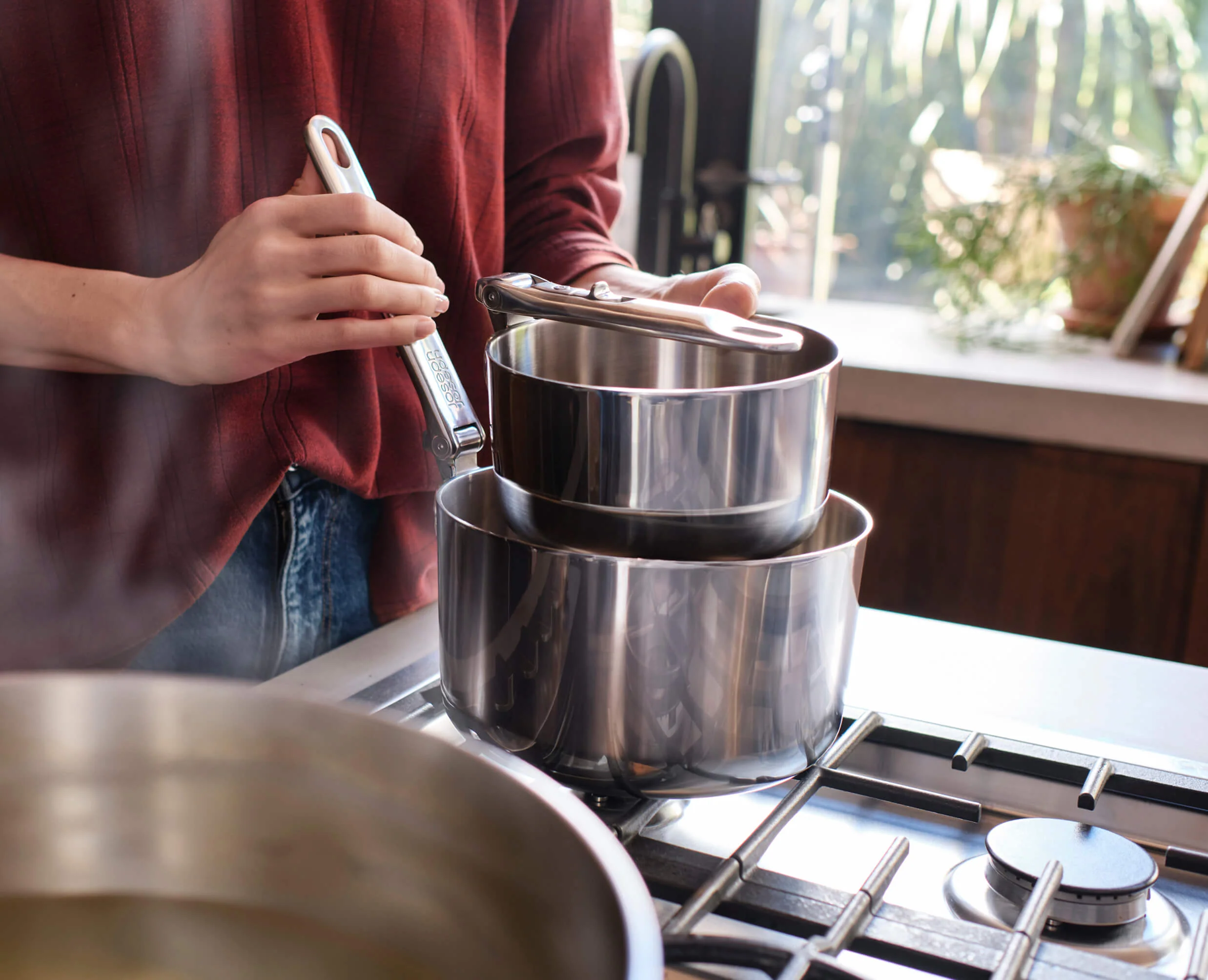 Space Steel Folding Handle 6-Piece Saucepan Set - Image 5